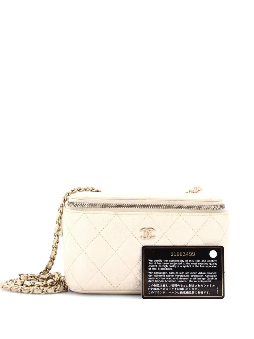 CHANEL Pre-Owned Classic Vanity Case with Chain Quilted Caviar Small crossbody bag - Neutrals | Farfetch Global