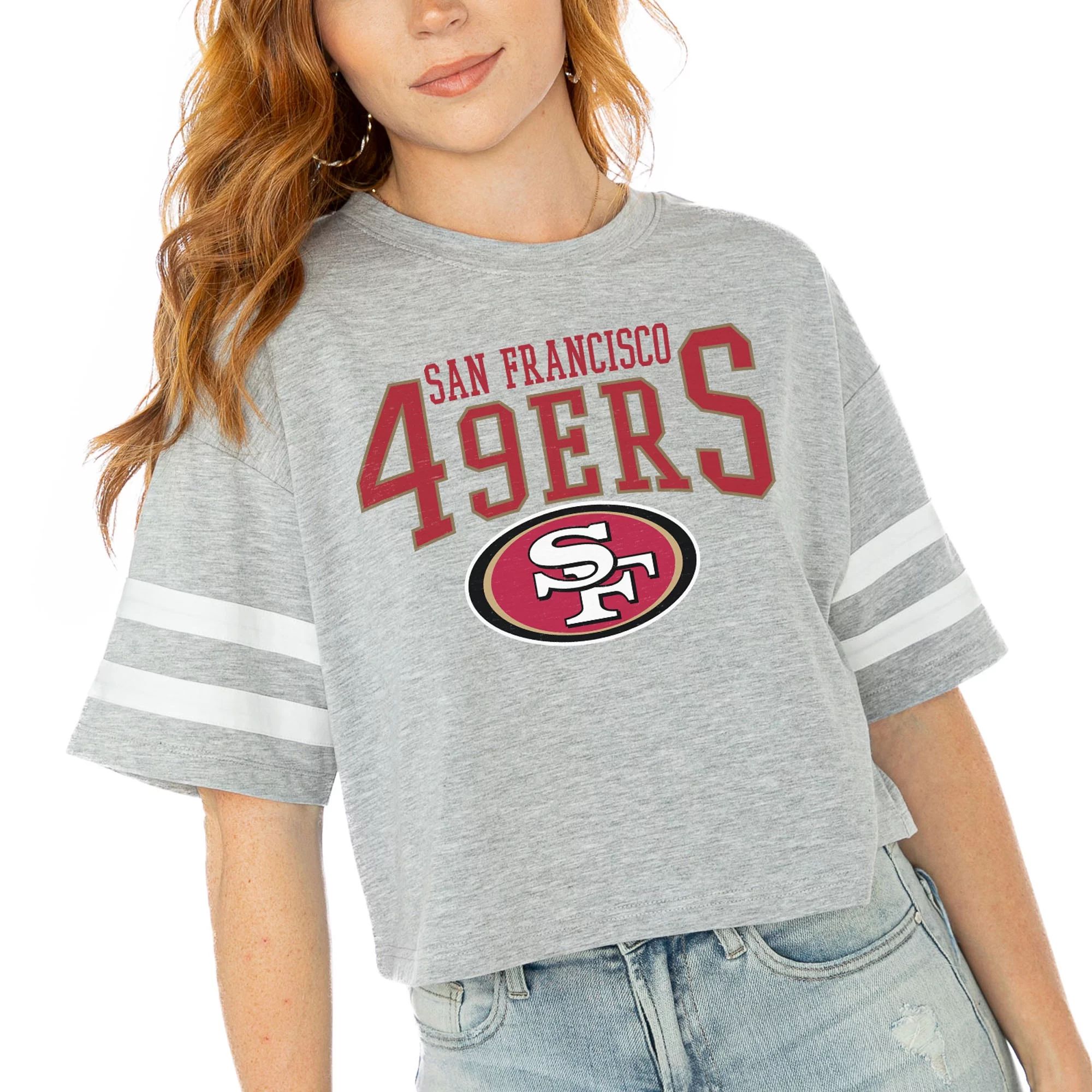 Women's Gameday Couture  Gray San Francisco 49ers Gridiron Glam Cropped T-Shirt - Walmart.com | Walmart (US)