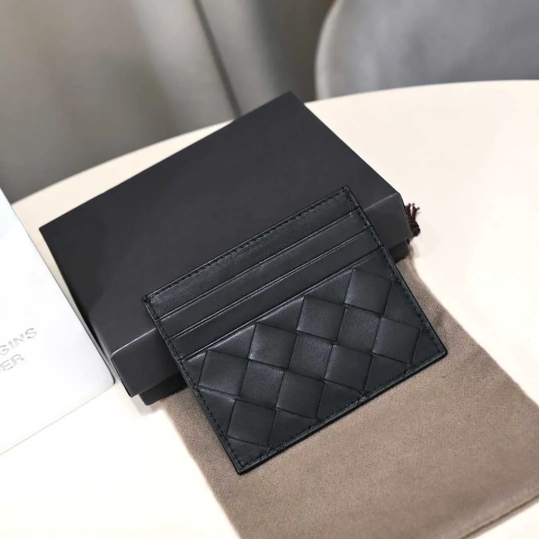 luxury card holder designer card holders top quality genuine leather mini wallet woven designers ... | DHGate