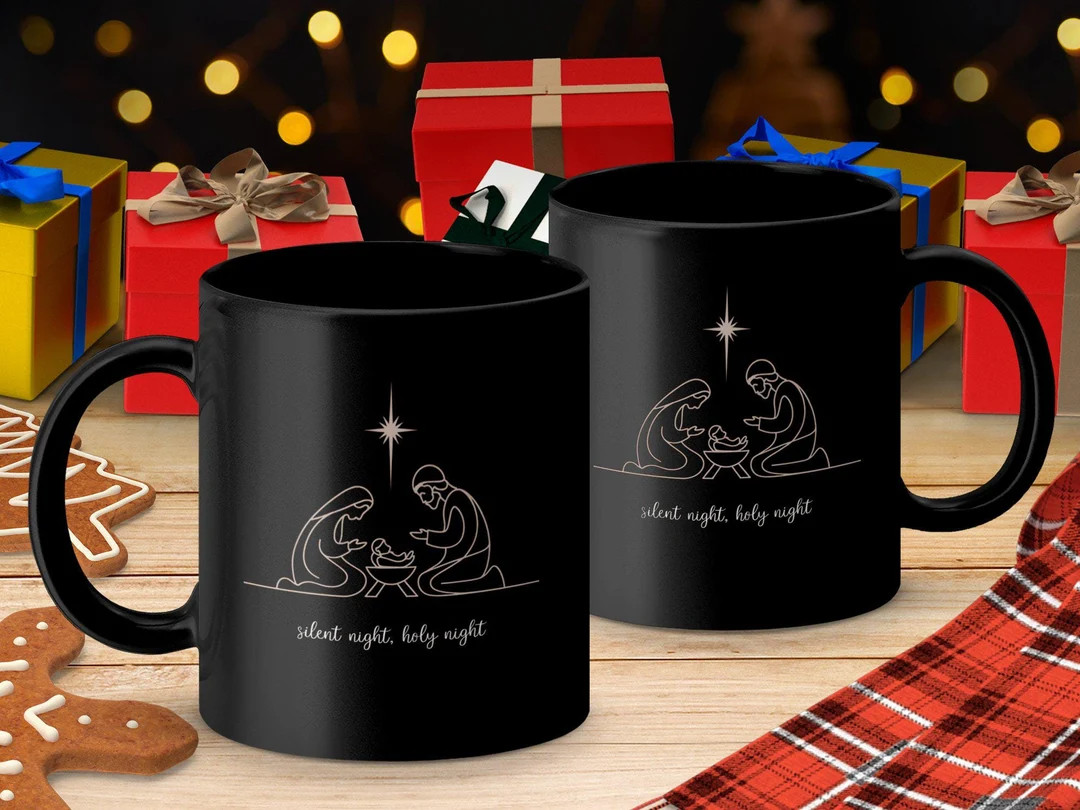 Silent Night Holy Night Christmas Mug, Nativity Scene Mug, Religious Coffee Cup, Available in 11o... | Etsy (US)