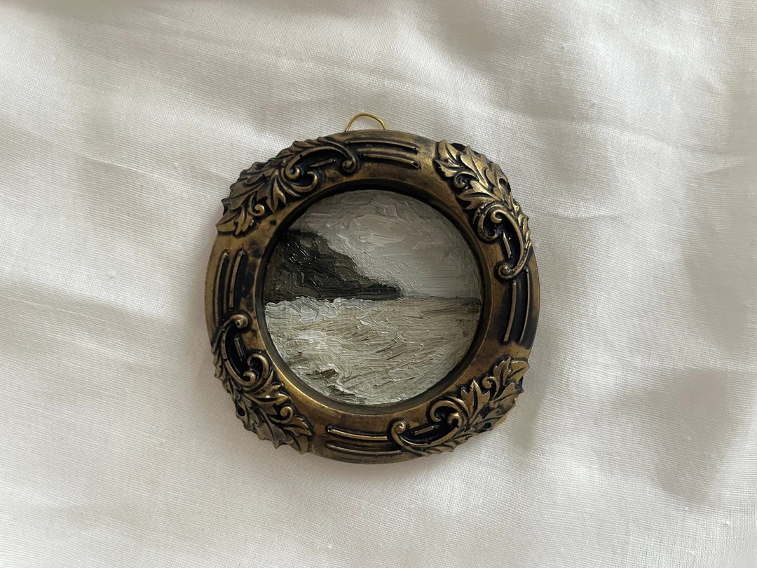 Golden Frame Beach Oil Painting, Vintage Golden Frame Seascape, Original Coastal Oil Painting, An... | Etsy (US)