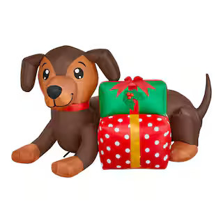 4 ft LED Dachshund with Presents | The Home Depot