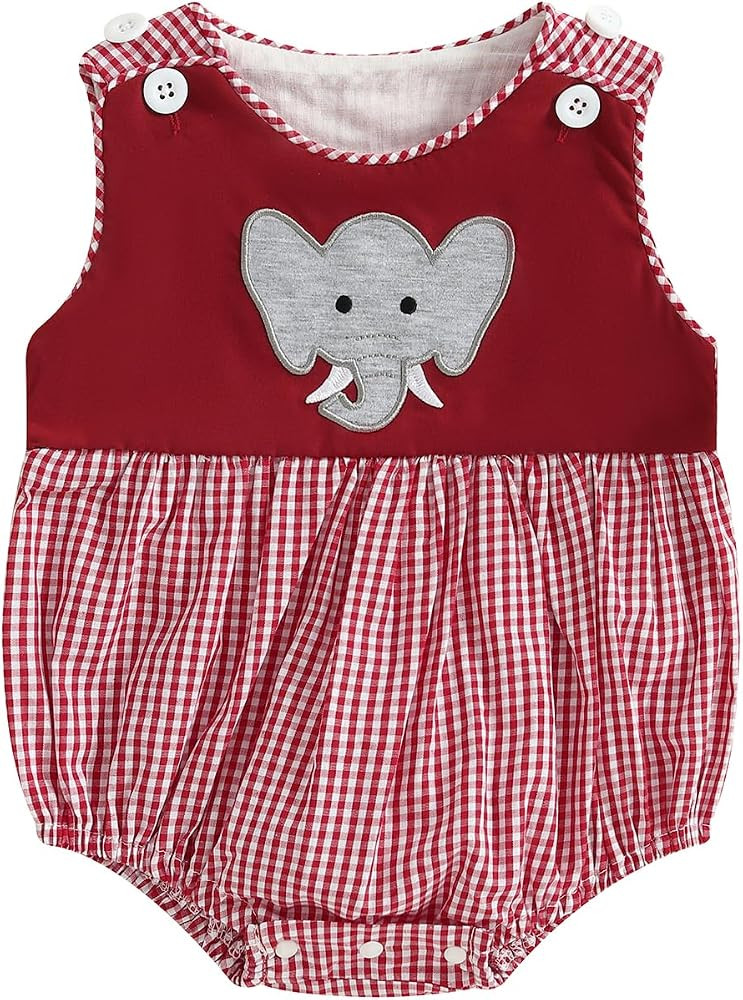Newborn Baby Boy Football Bubble Romper University Sports Fan Sleeveless Plaid Bodysuit Overalls ... | Amazon (US)