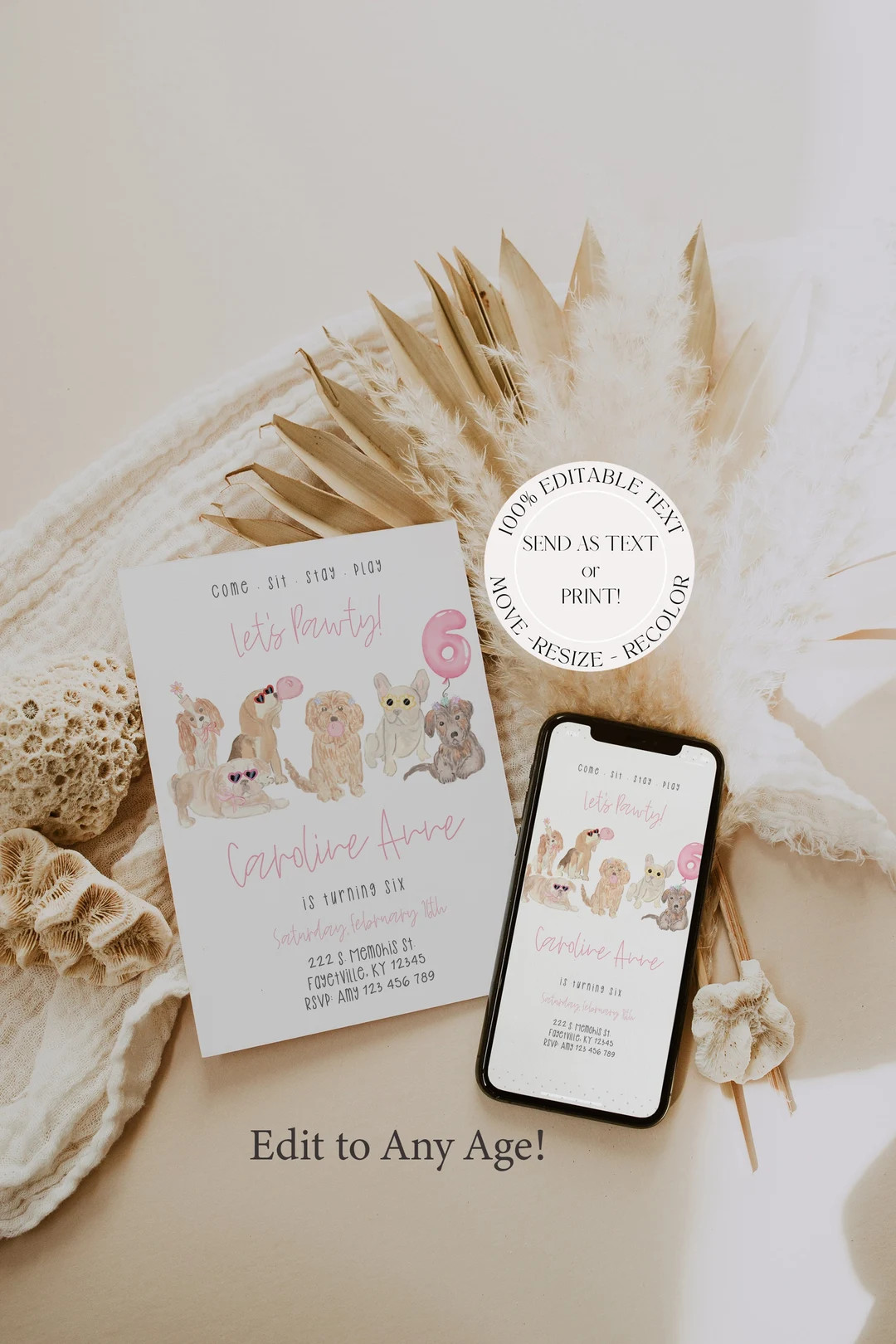 Dog Pawty Editable Birthday Invitation, Let's Pawty Invite Printable, Puppy Party Instant Downloa... | Etsy (US)