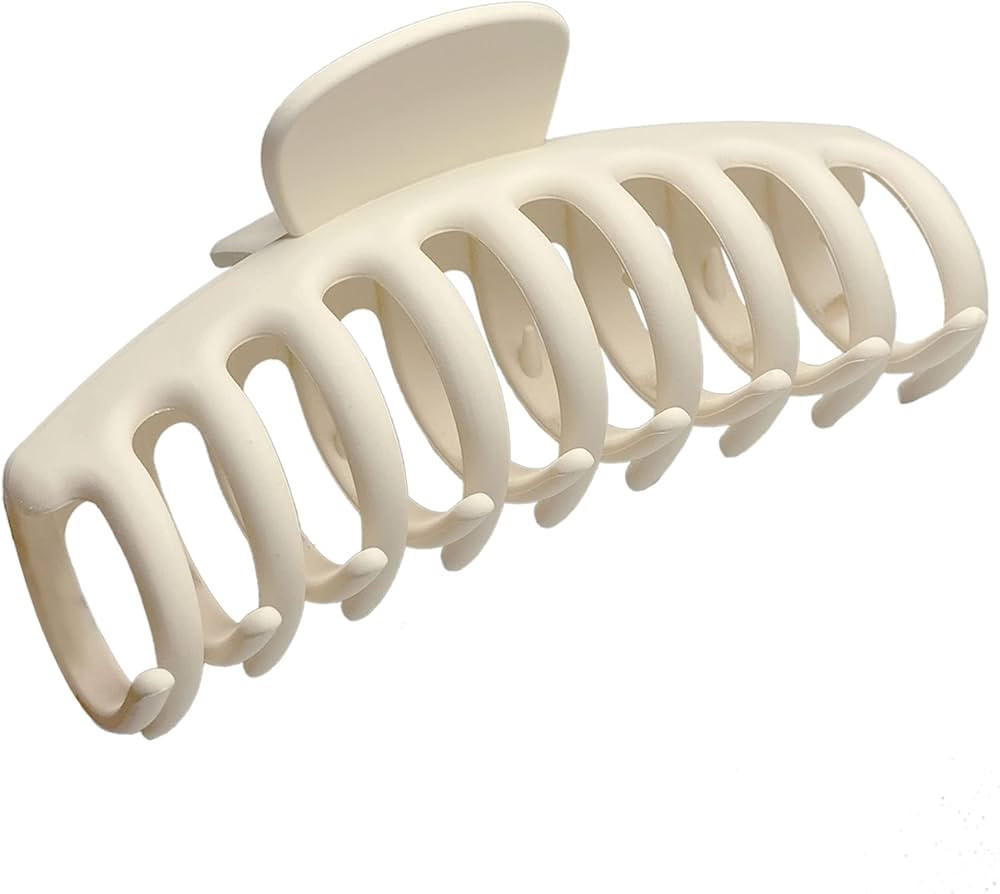 OWIIZI Big White Claw Clips 4.3″ Matte Large Hair Claw Clips Non-Slip Ponytail Jaw Barrette Str... | Amazon (US)