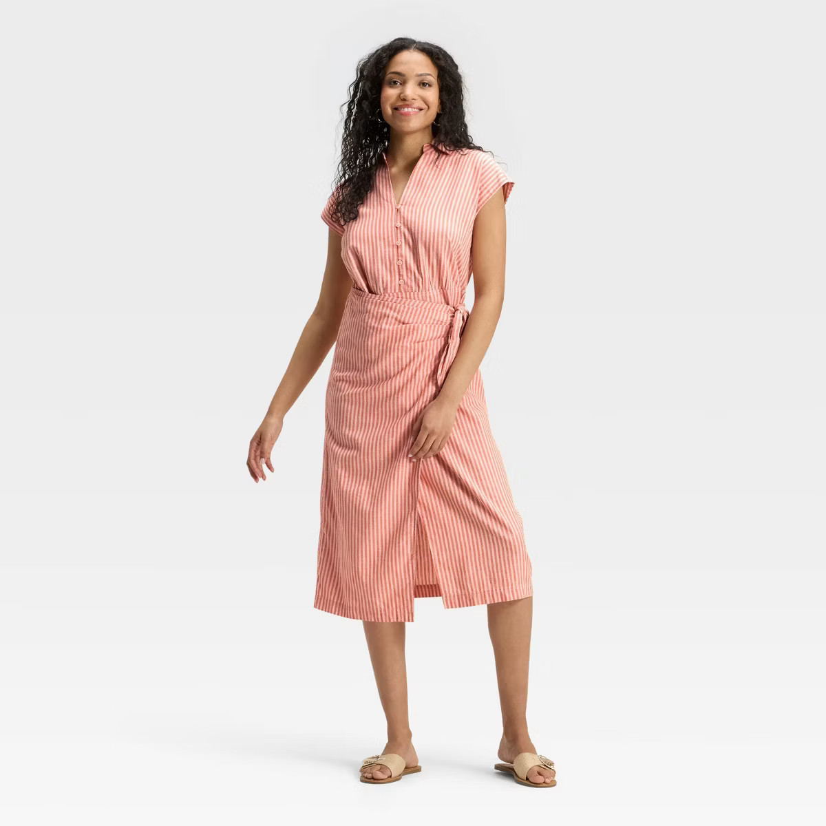 Women's Short Sleeve Wrap Waist Midi Shirtdress - Universal Thread™ | Target