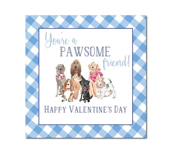 Valentines gift tag for kids Dog Valentine Pawsome | Etsy | Etsy (US)