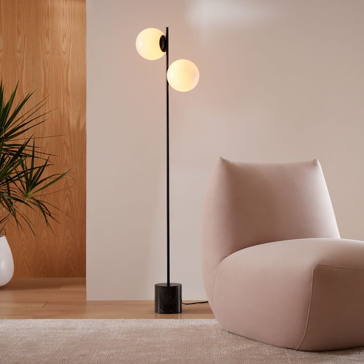 Sphere &amp; Stem 2-Light Floor Lamp (62") | West Elm (US)