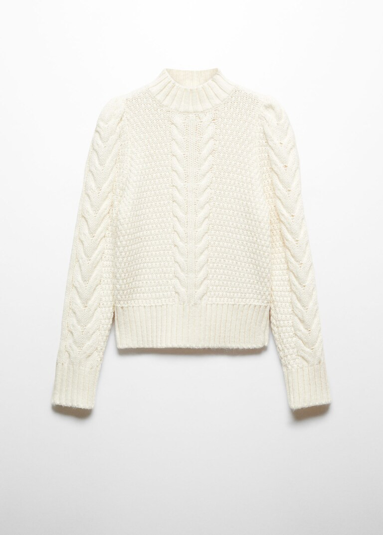 Cable-knit sweater with shoulder pads | MANGO (UK)