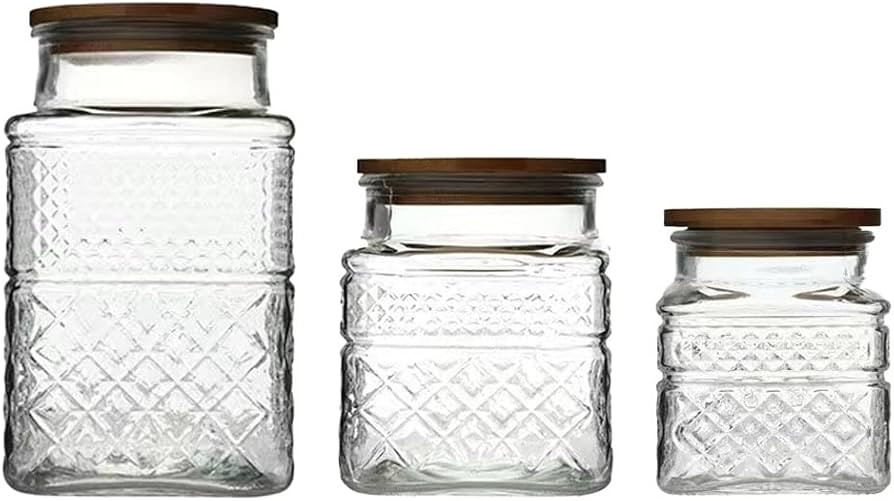 Glass Food Storage Jars Vintage Kitchen Containers Embossed Cereal Canisters Decorative Jars with... | Amazon (CA)