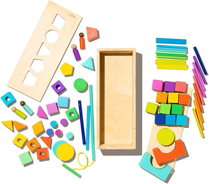 The Block Set by Lovevery – Solid Wood Building Blocks and Shapes + Wooden Storage Box, 70 Piec... | Amazon (US)