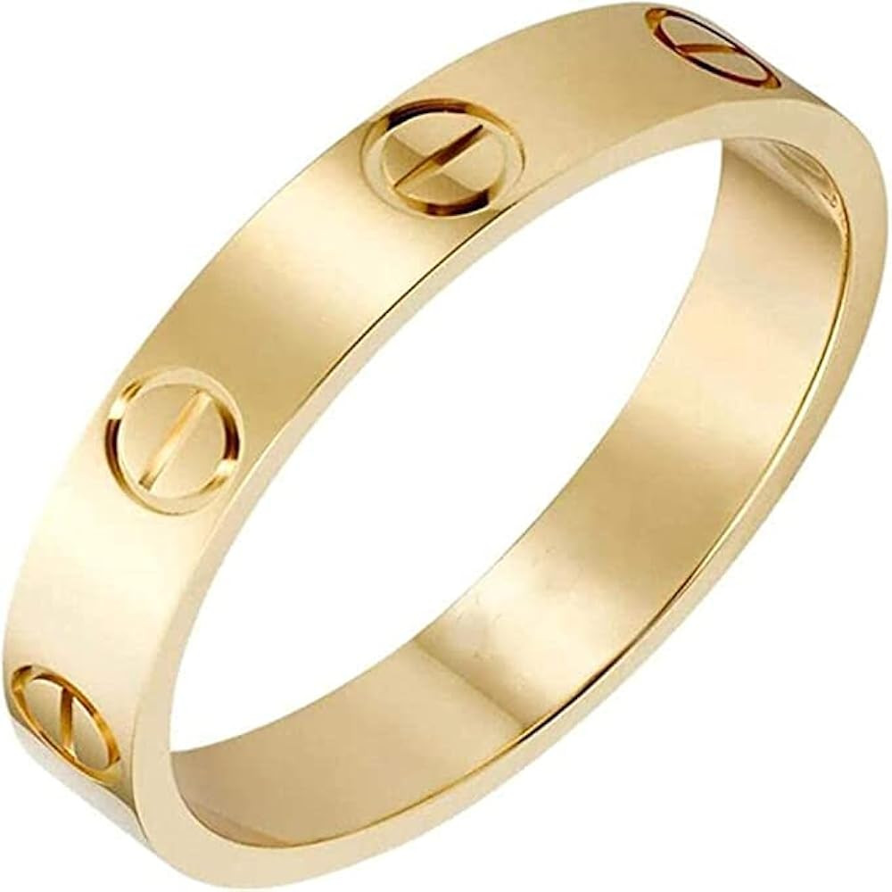 ichwill Dainty Ring Gold Stainless Steel Silver Promise Ring Trendy Wedding Band Jewelry for Wome... | Amazon (US)