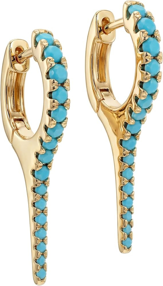 DREMMY STUDIOS Gold Dainty Huggie Hoop Earrings 18K Gold Plated Exquisite Open Tassel Dangle Char... | Amazon (US)