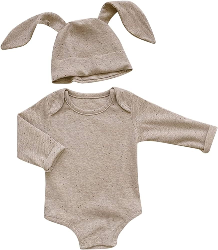Baby Boys Girls Bunny Outfit My First Easter Outfits Infant Newborn Ribbed Bodysuit Summer Neutra... | Amazon (CA)