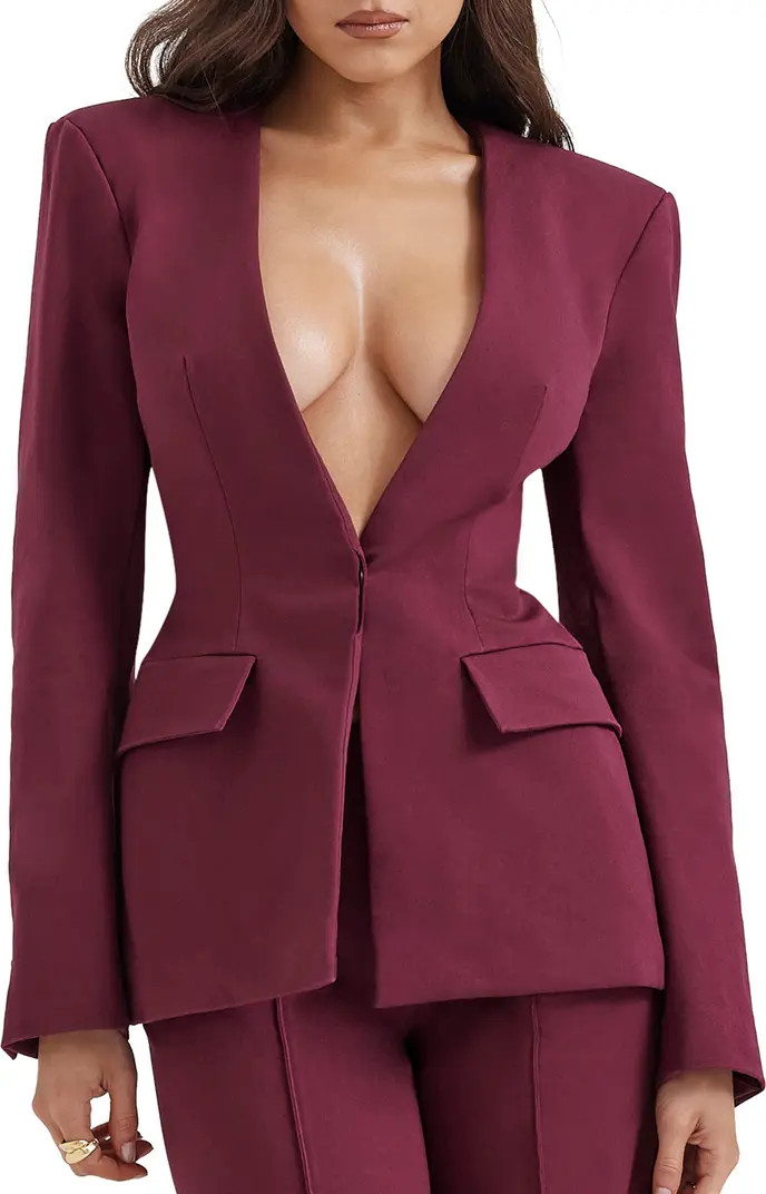 HOUSE OF CB Theodora Stretch Cotton Blend Twill Blazer | Nordstrom | Nordstrom