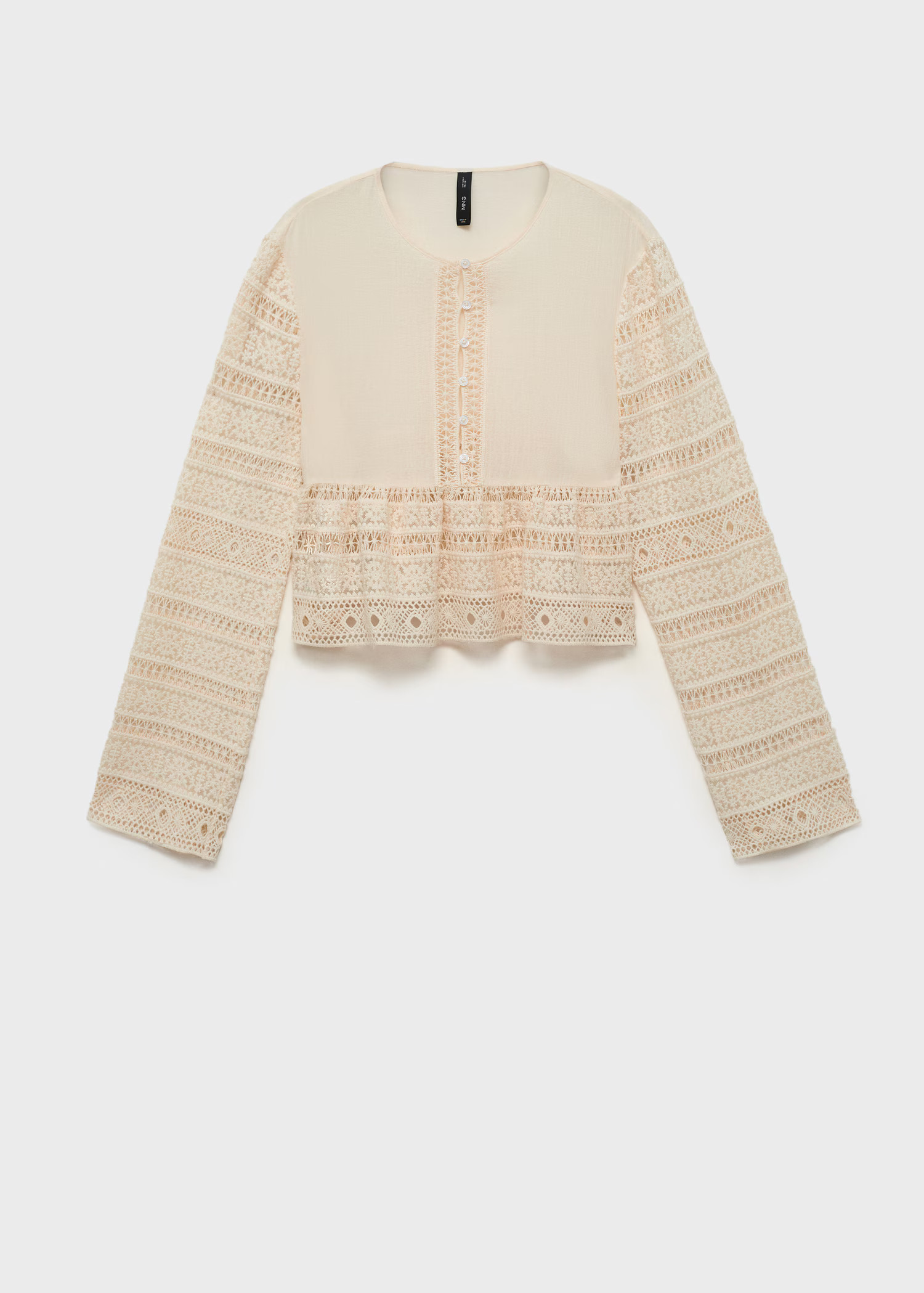 Embroidered cotton blouse with openwork details | Mango (US/MX/AU)