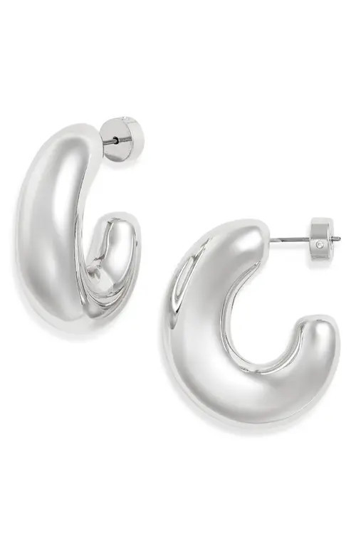 Nordstrom Oval Polished Hoop Earrings in Silver at Nordstrom | Nordstrom