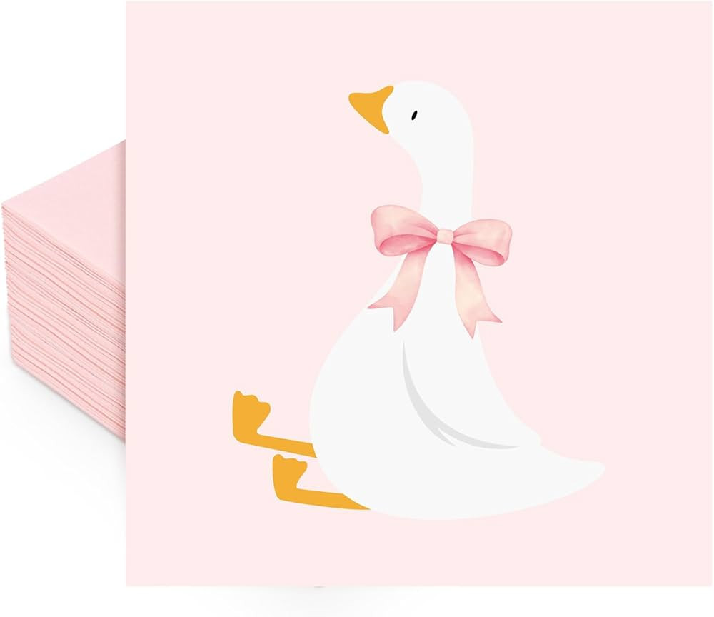 50 Pcs One Silly Goose Paper Napkins Pink Bow Goose Disposable Napkins Cute Luncheon Dinner Napki... | Amazon (US)