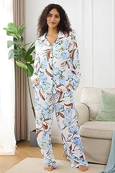 Womens Pajamas Set 2 Piece Long Sleeve Sleepwear Button Down Pjs Lounge Set Nightwear with Pocket... | Amazon (US)