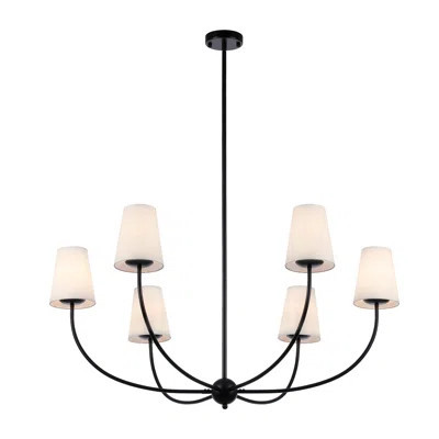 6-light 40" Wide Vintage Chandelier With White Fabric Shade | Wayfair North America