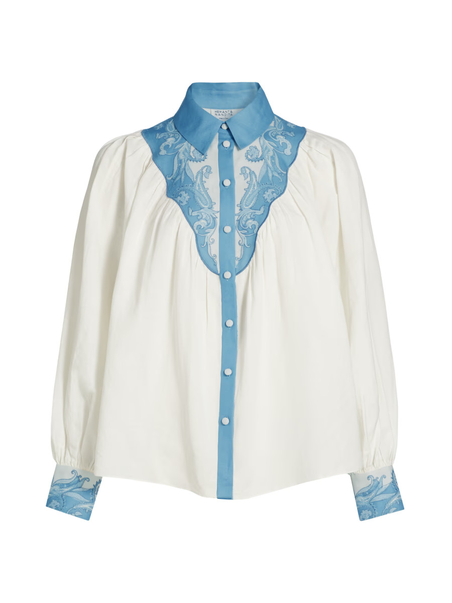 Hemant & Nandita Fiza Embroidered Yoke Shirt | Saks Fifth Avenue | Saks Fifth Avenue
