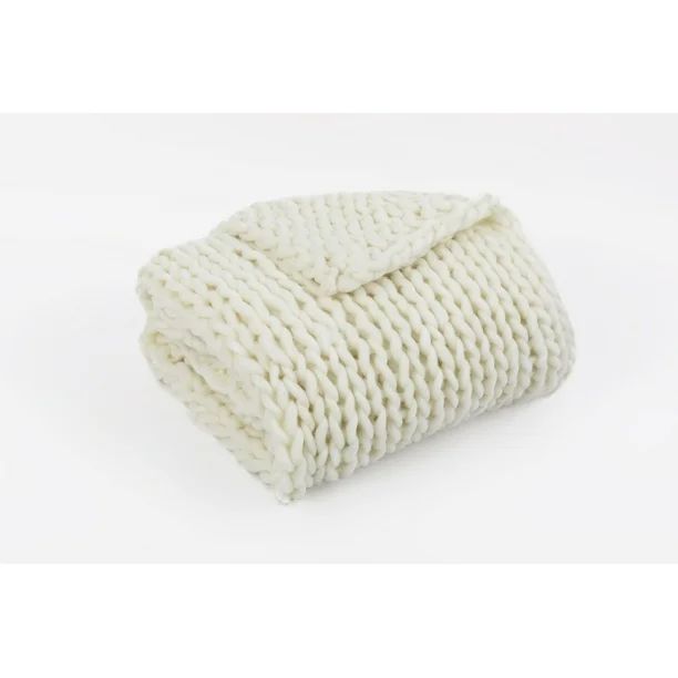 Silver One Chunky Knitted Throw Blanket, Cream, 50" x 60" - Walmart.com | Walmart (US)