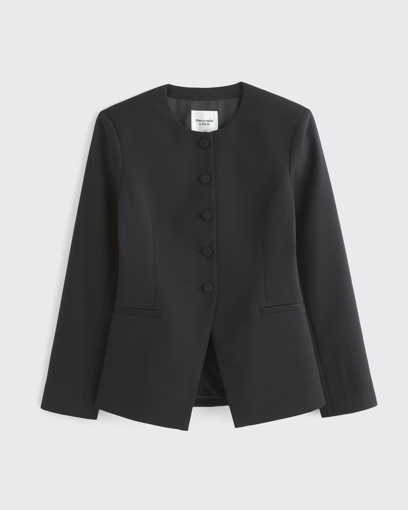 Abercrombie & Fitch Women's Collarless Suiting Blazer in Black - Size XS | Abercrombie & Fitch (US)