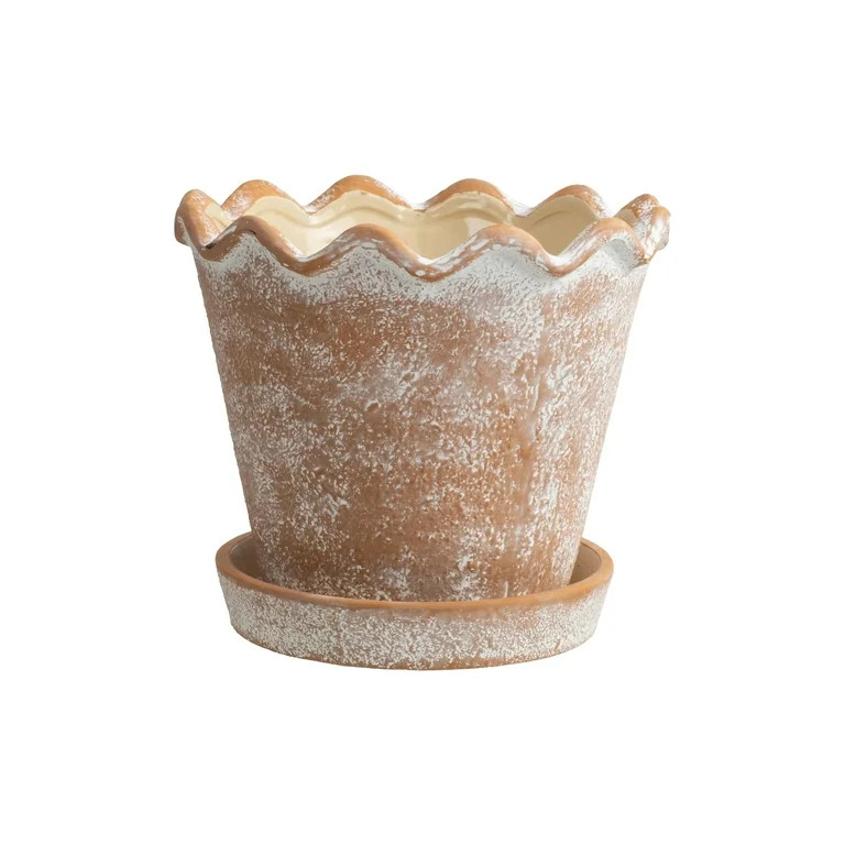 My Texas House 8" Wave Terracotta Ceramic Planter Pot, Indoor & Outdoor Use | Walmart (US)