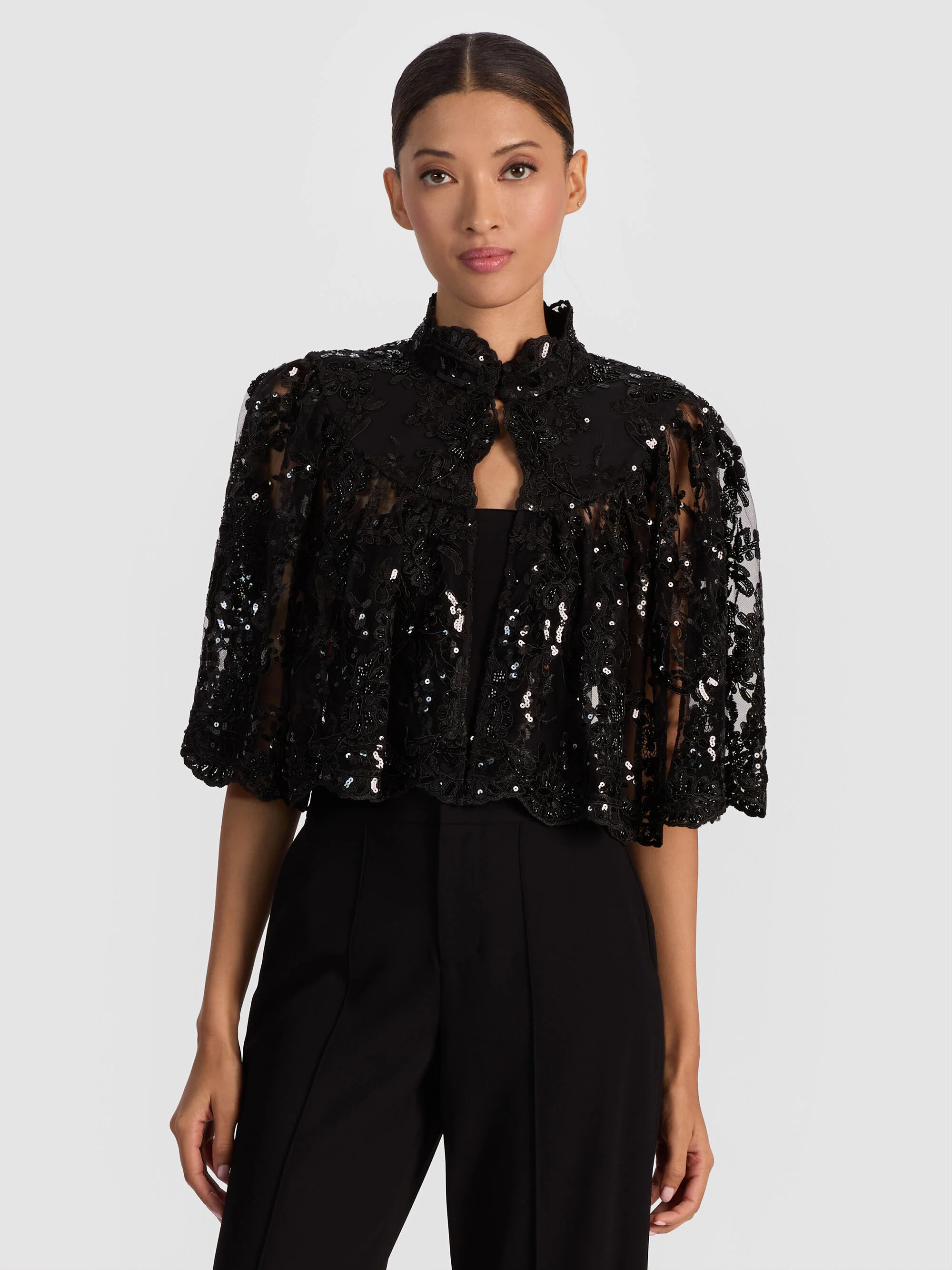AURELIA EMBELLISHED LACE CAPELET | Alice + Olivia