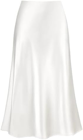2026 Women's Satin Midi Skirt Elastic High Waisted A Line Spring Summer Flowy Silk Long Skirts fo... | Amazon (US)