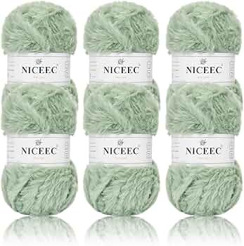 NICEEC Faux Fur Yarn Super Soft Yarn Chunky Fluffy Yarn Eyelash Yarn for Crochet Knit Total Lengt... | Amazon (US)