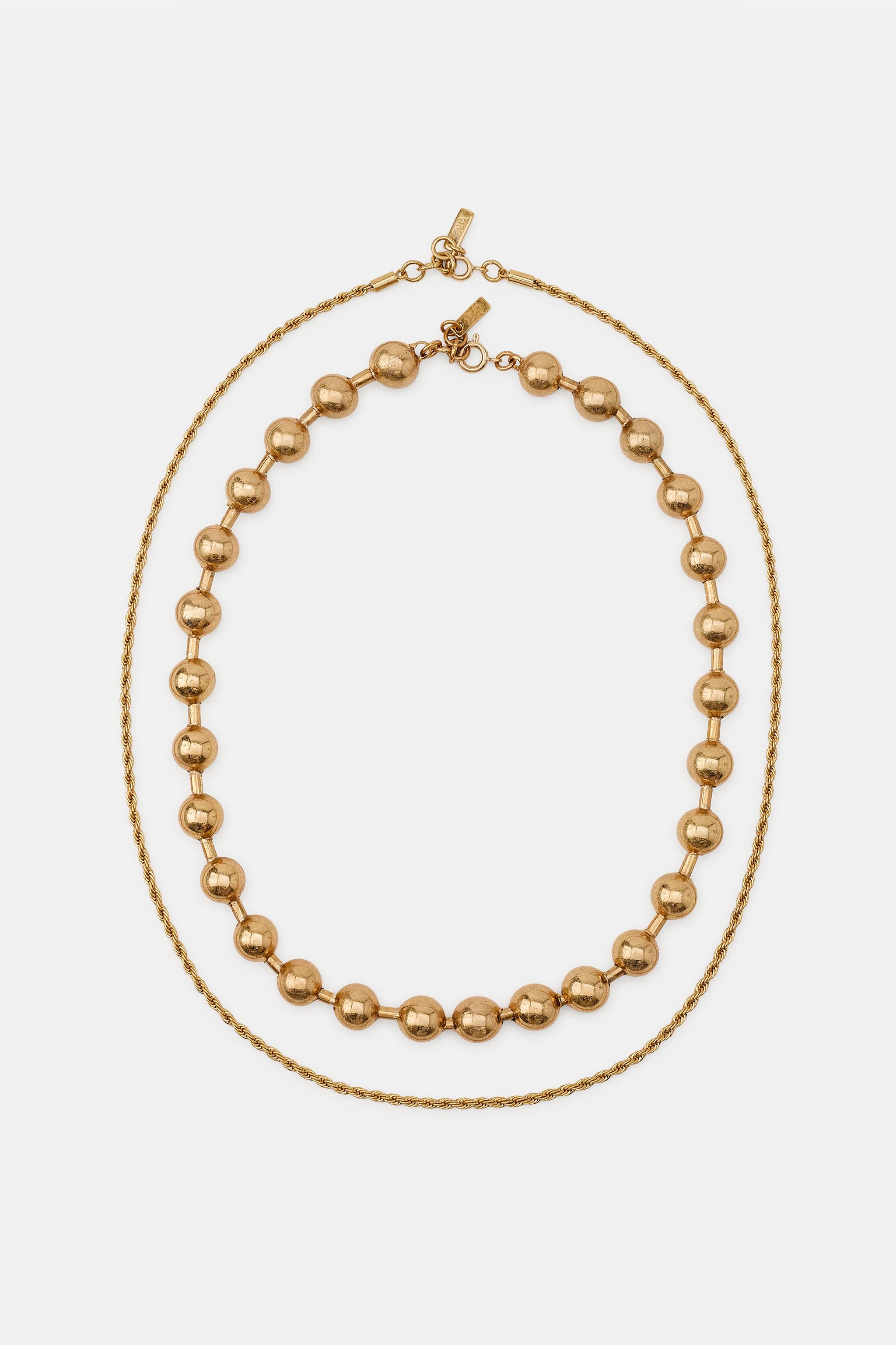 Model height: 177 cmPack of two necklaces in different lengths:- Metal rope necklace. Lobster cla... | Zara US