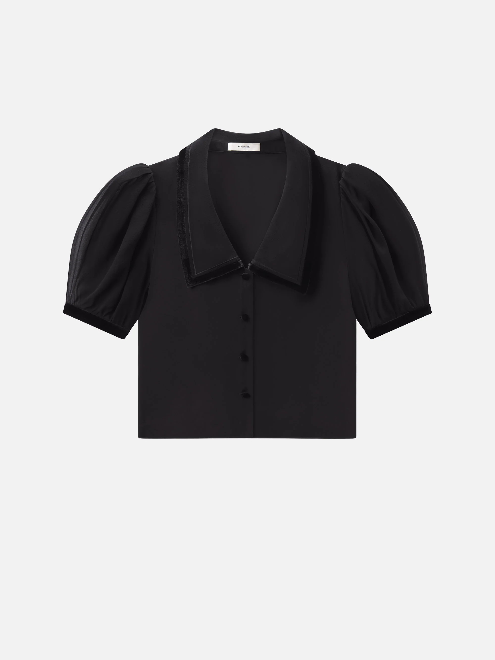 THE VELVET TRIM SAILOR BLOUSE BLACK | Frame Denim