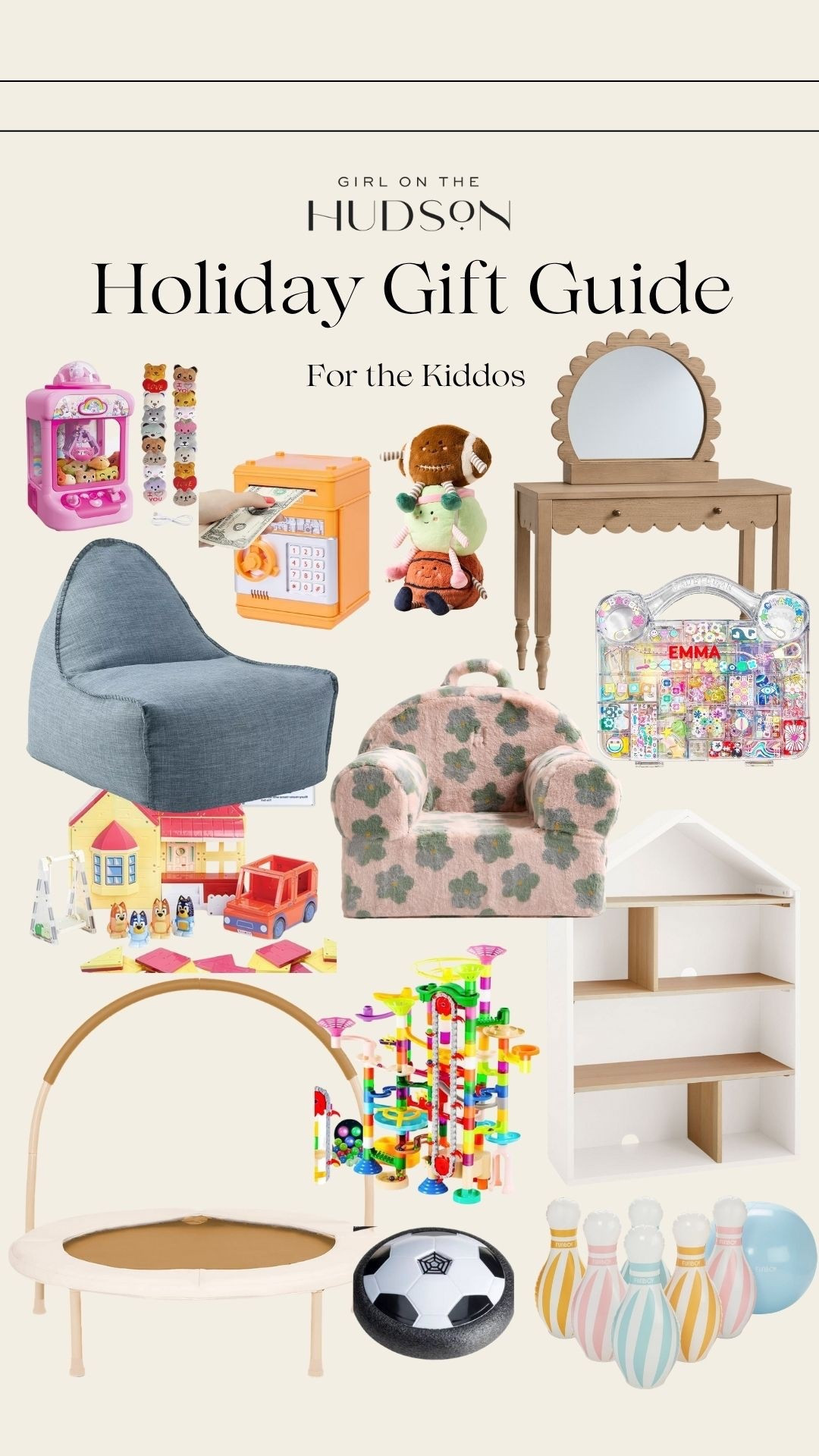 Fun gift ideas for the kiddos! The cutest vanity, lounge chairs that they can use for years and years, a toy claw machine, u door trampoline, the cutest dollhouse bookcase, bead kit, a bluey magnatiles house, the marble run I grabbed for Ava and a few other ideas! 

#LTKGiftGuide #LTKCyberWeek #LTKKids