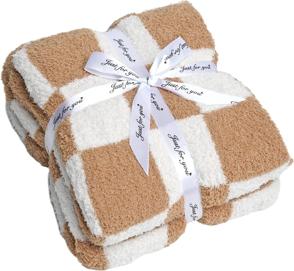 Luxury Fuzzy Blanket Checkerboard Blanket Lightweight Throw Blanket - Super Soft Warm Cozy Microf... | Amazon (US)