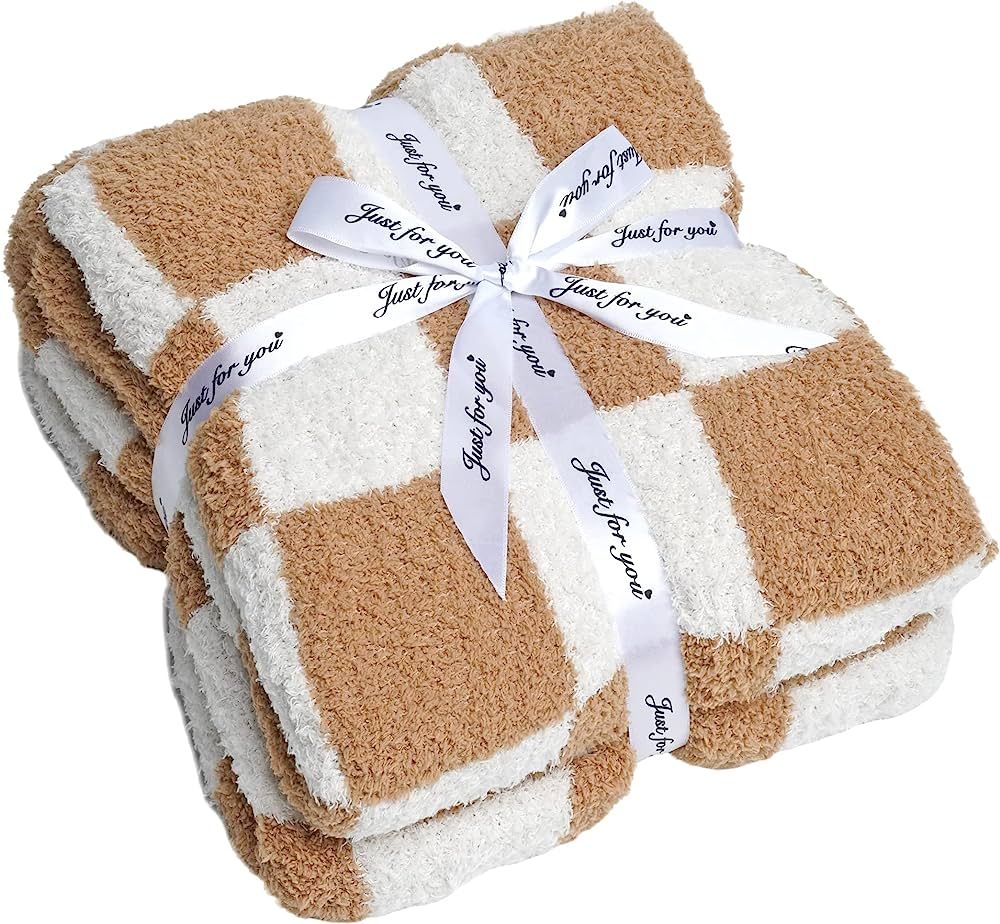 Luxury Fuzzy Blanket Checkerboard Blanket Lightweight Throw Blanket - Super Soft Warm Cozy Microfibe | Amazon (US)