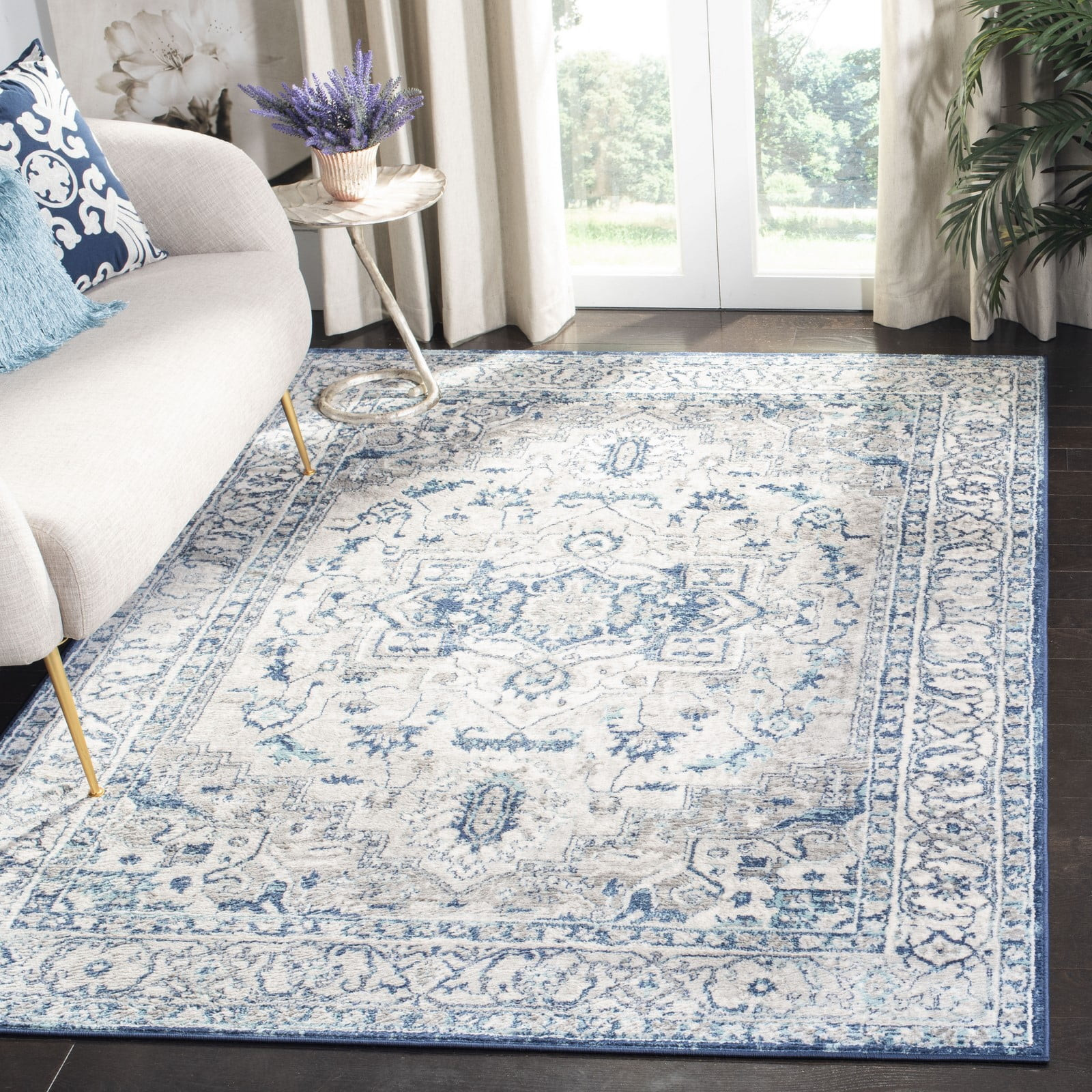 SAFAVIEH Brentwood Kerstin Traditional Area Rug, Light Grey/Blue, 6' x 9' - Walmart.com | Walmart (US)