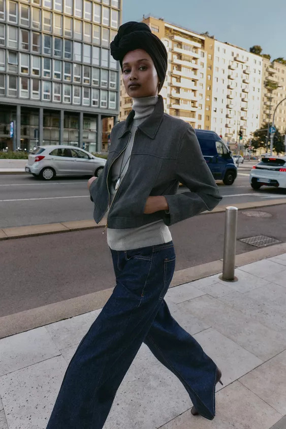 HERRINGBONE CROPPED BLAZER | Zara US