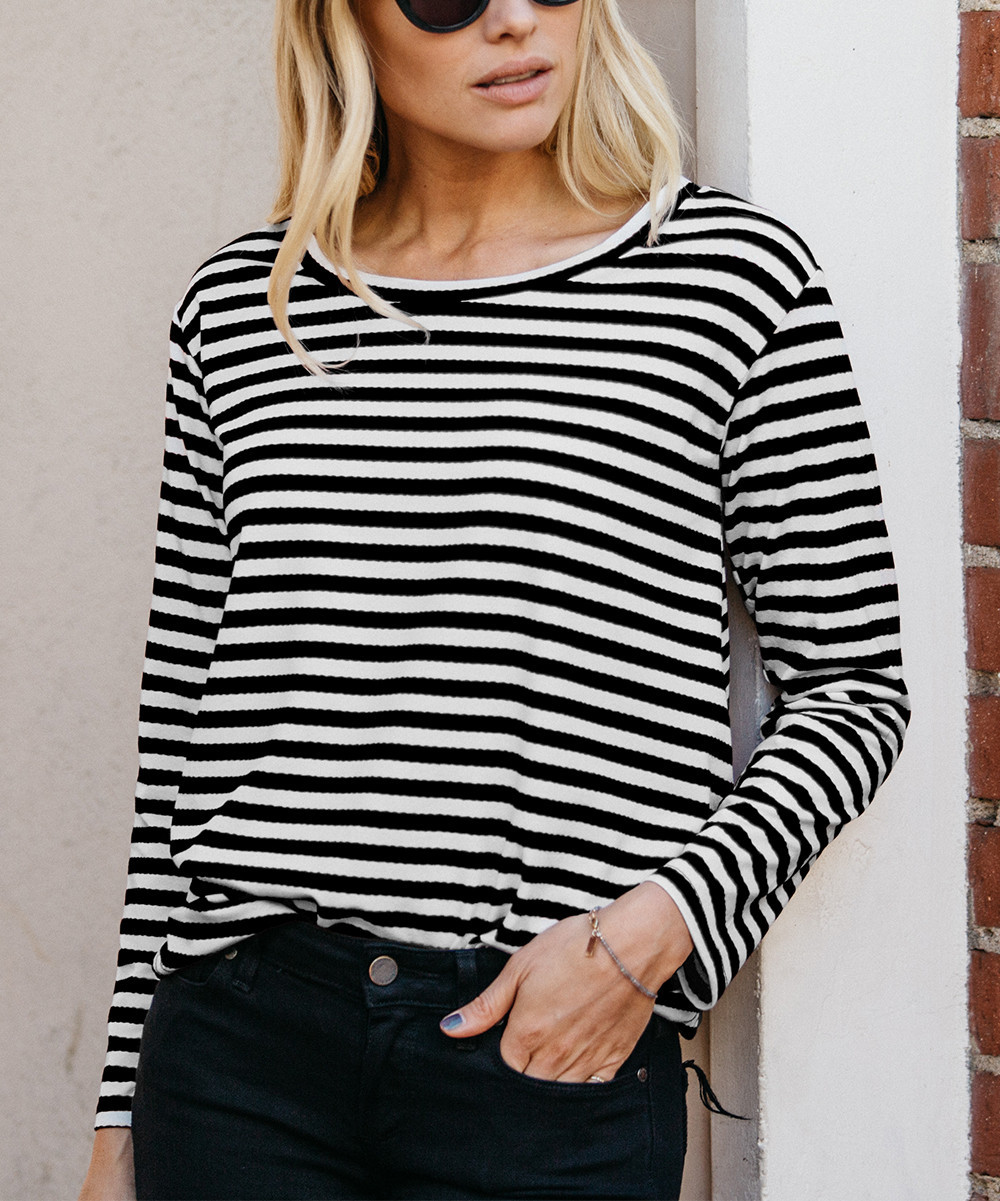 Black & White Stripe Swing Top - Women | zulily