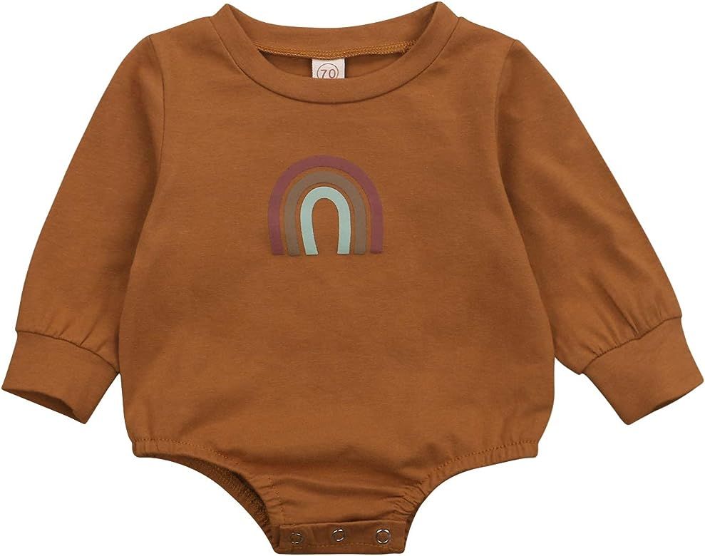 Unisex Baby Boy Girl Rainbow Romper Long Sleeve One Piece Jumpsuit Fall Winter Outfit | Amazon (US)