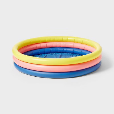 10.63'' x 4.13'' x 15' 3 Ring Pool 105 gal Round Kiddie Pool - Yellow/Pink/Navy - Sun Squad™ | Target