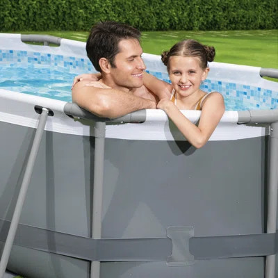 Bestway Steel Pro MAX - 10’ x 6'7" x 33", Grey - Oval Above Ground Swimming Pool Set | Wayfair North America