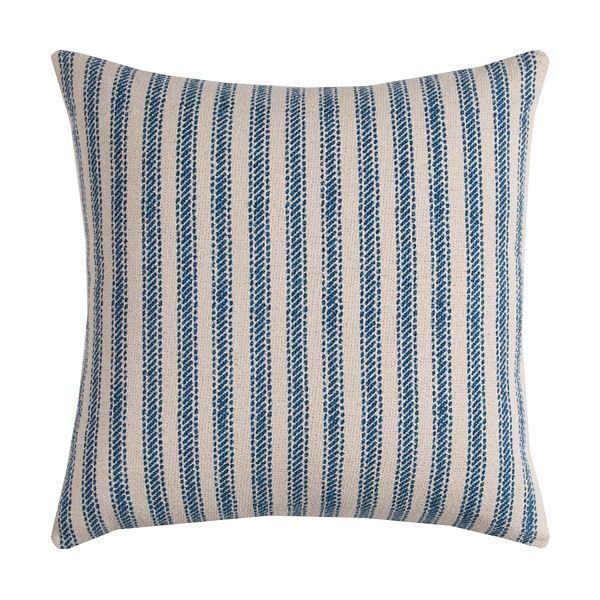 Blue and Natural Ticking Stripe Pillow | Kirklands | Kirkland's Home