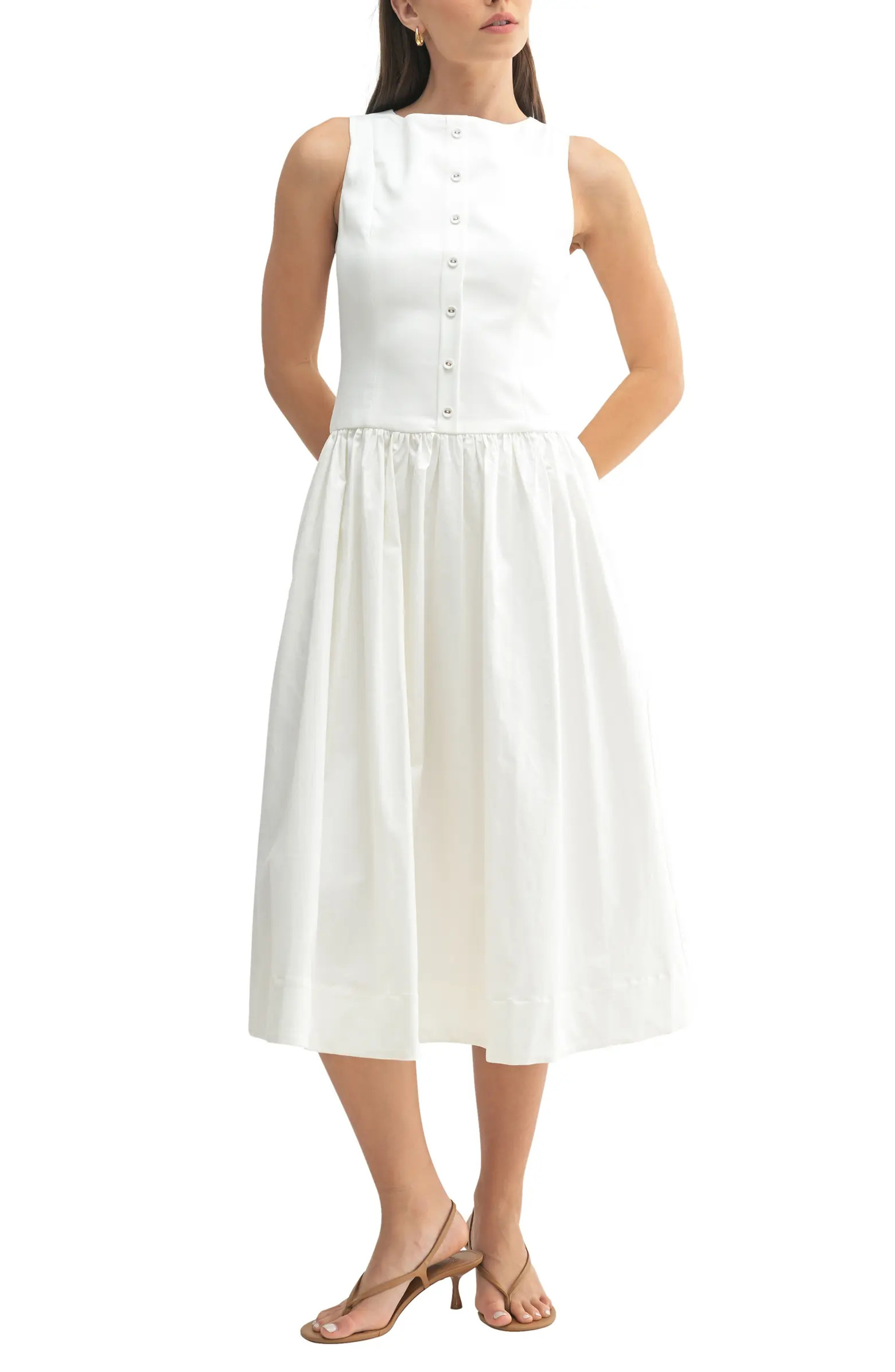 Mila Mae Sleeveless Button Front A-Line Dress | Nordstromrack | Nordstrom Rack