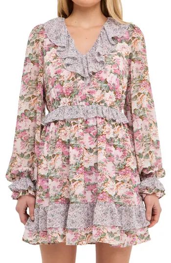 Free the Roses Mixed Floral Ruffle Long Sleeve Dress | Nordstrom | Nordstrom