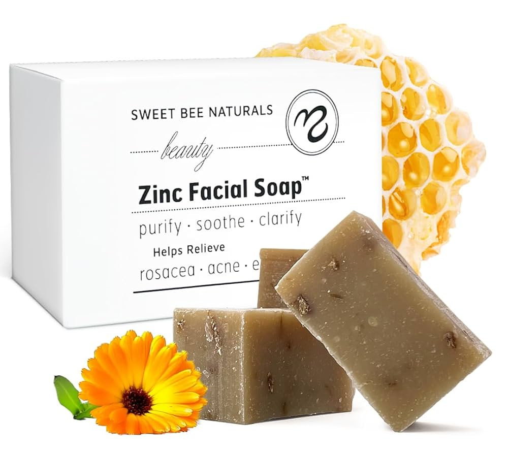 Sweet Bee Naturals Beauty Zinc Facial Soap – Smoothing and Moisturizing Face Wash for Sensitive... | Amazon (US)