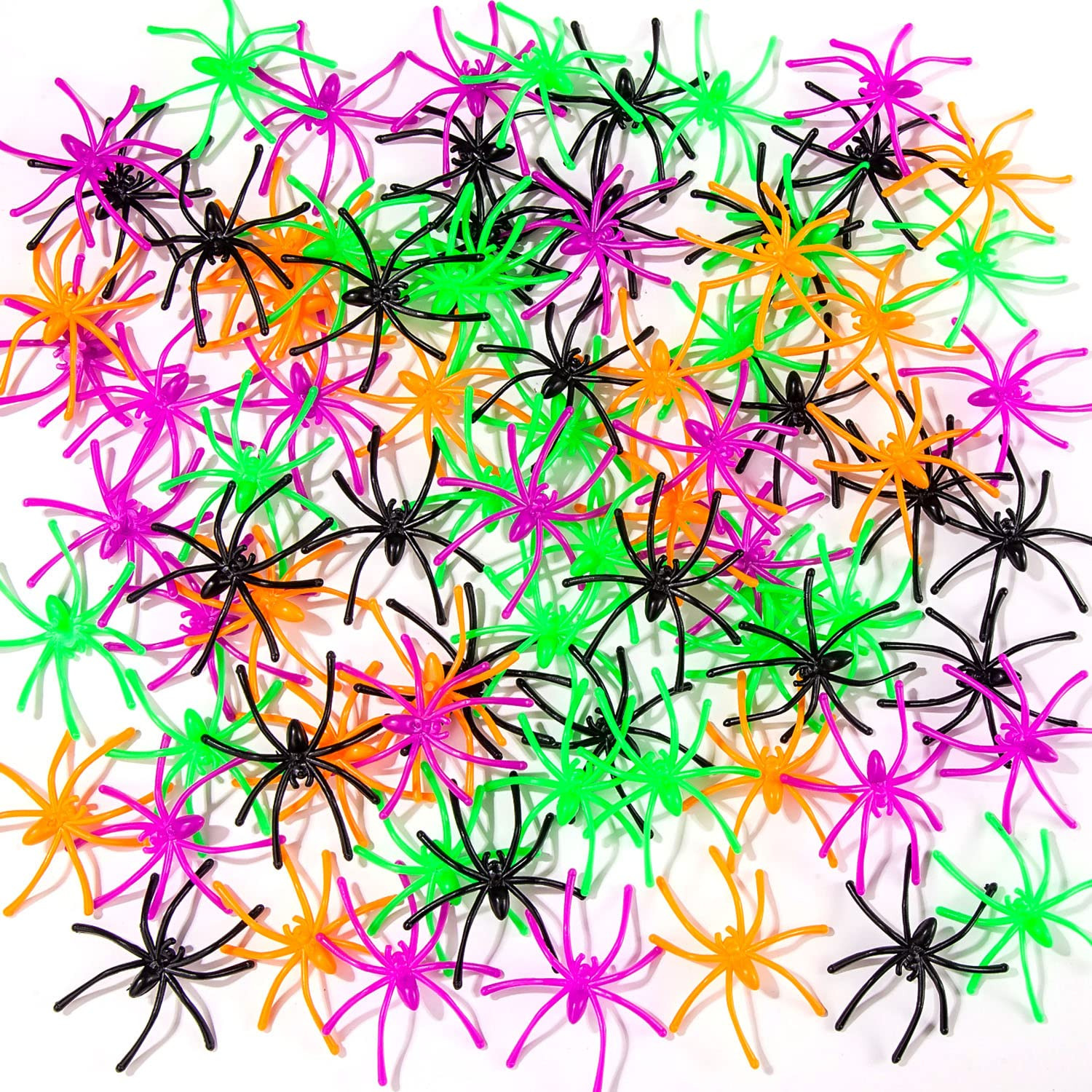 JIALWEN 120 Pieces Halloween Realistic Plastic Spiders 4 Colors Small Spider Toys Black Fake Spid... | Amazon (US)