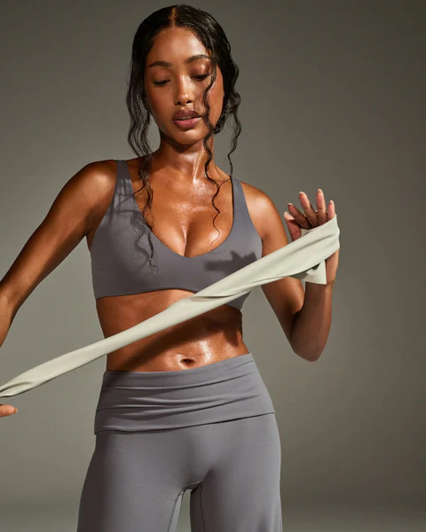 SoftMotion™ Scoop Back Bralette with White Logo 
 Ash Grey | Oner Active (UK / US)
