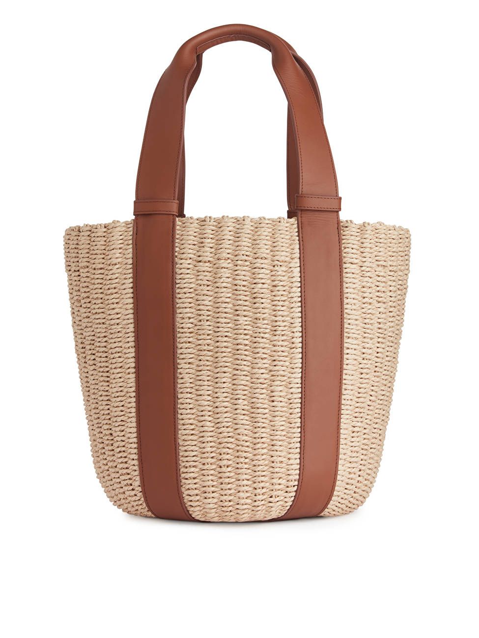 Leather-Detailed Straw Tote | ARKET
