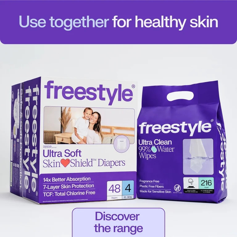 Freestyle Total Chlorine Free 14x Better Absorption Hypoallergenic EWG Verified\u00ae Baby Diaper... | Walmart (US)